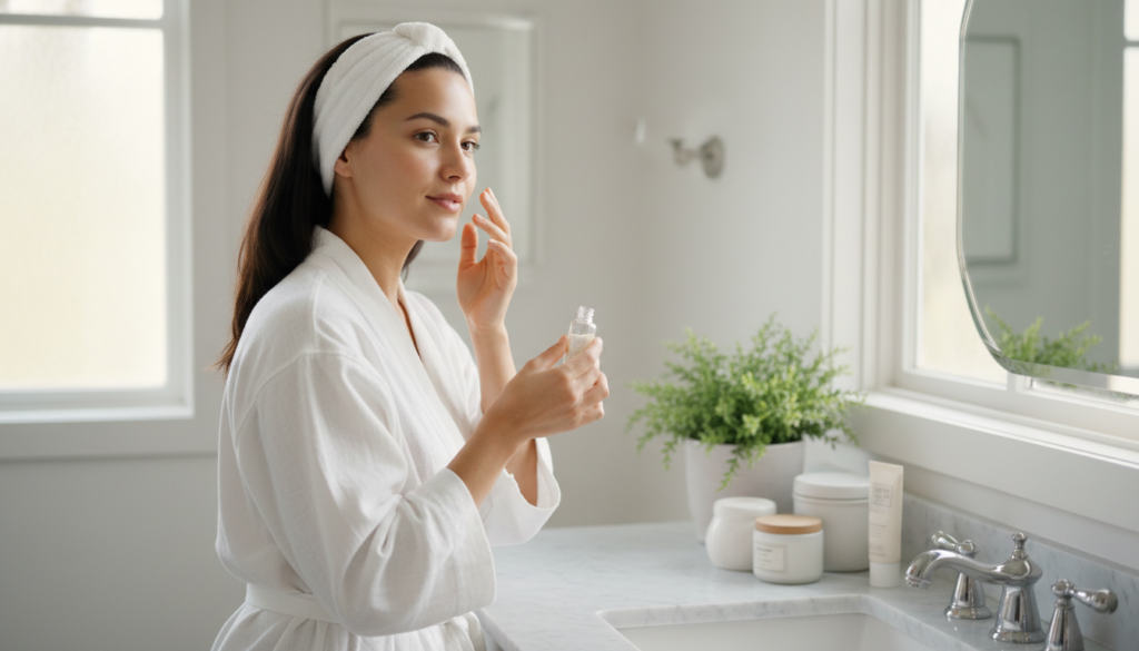 morning skincare routine for achieving clear skin aesthetic