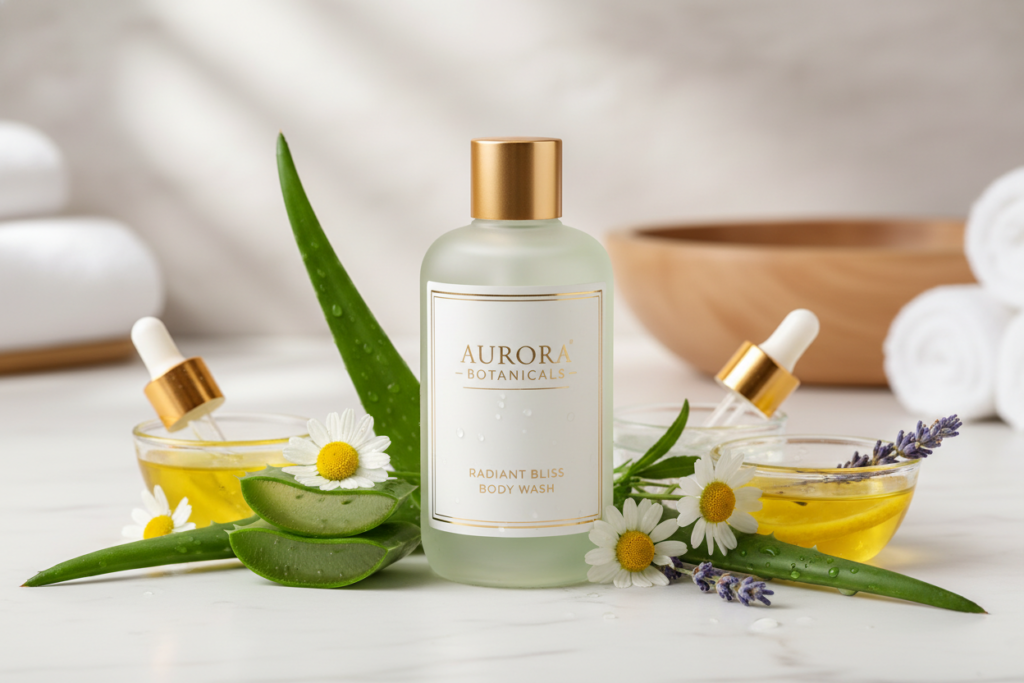 natural body wash with botanical ingredients
