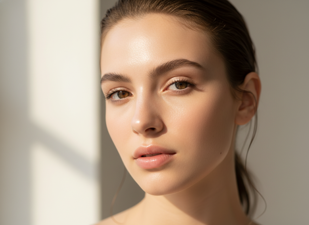 natural glowing skin aesthetic with minimal makeup look