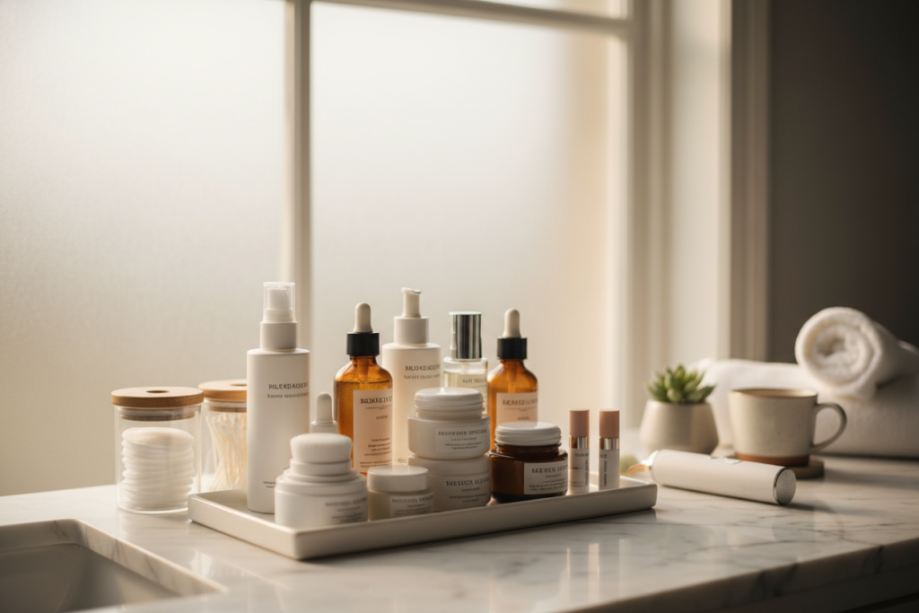 personalized skincare routine setup for clear skin aesthetic