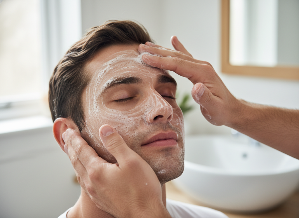 proper cleansing technique for men skin