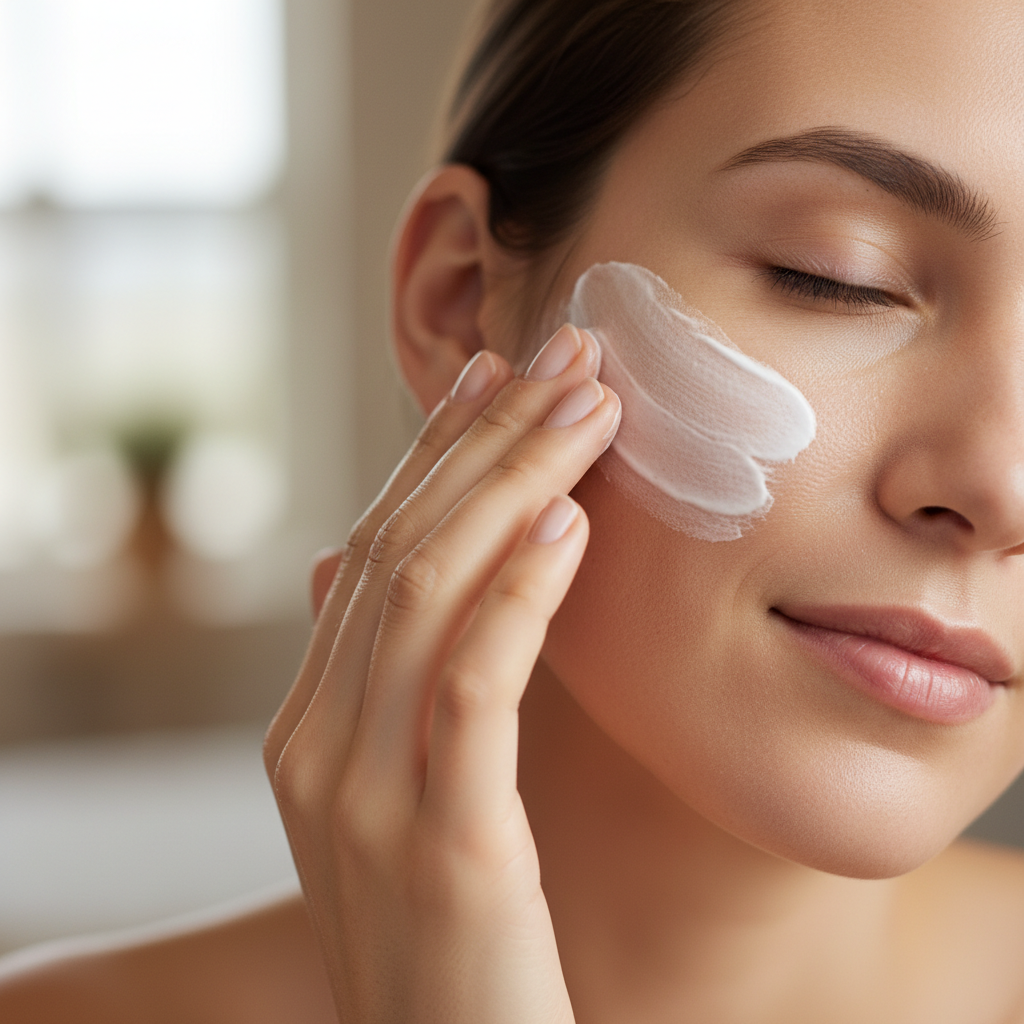 rich moisturizer being applied to lock moisture in dry skin