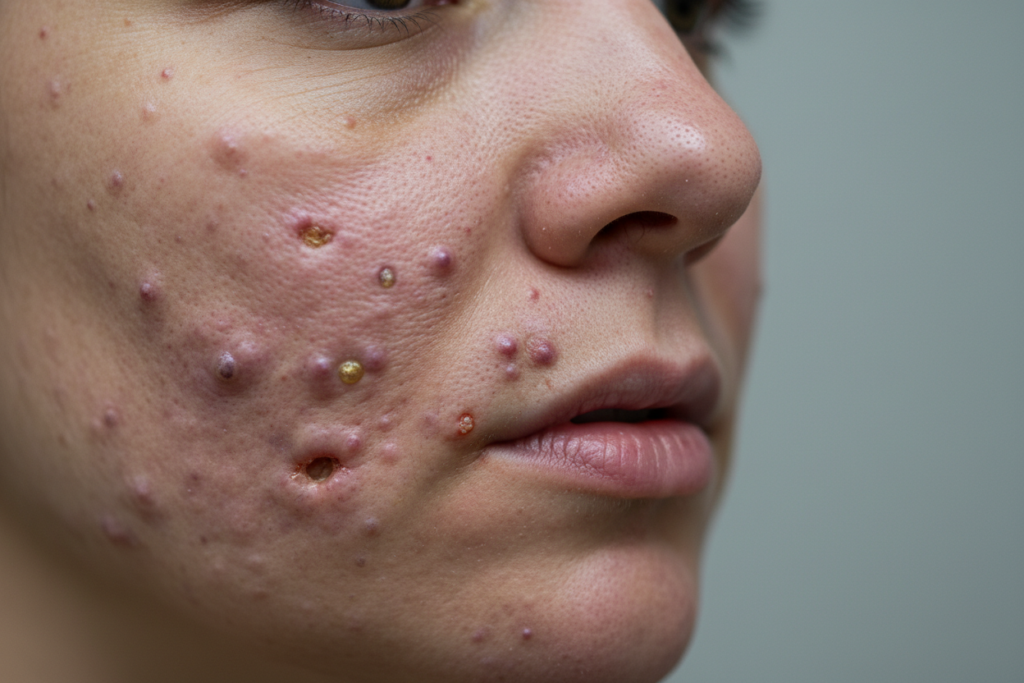 severe cystic acne requiring medical treatment