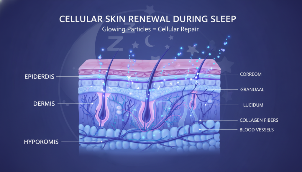 skin cell regeneration process during nighttime sleep cycle