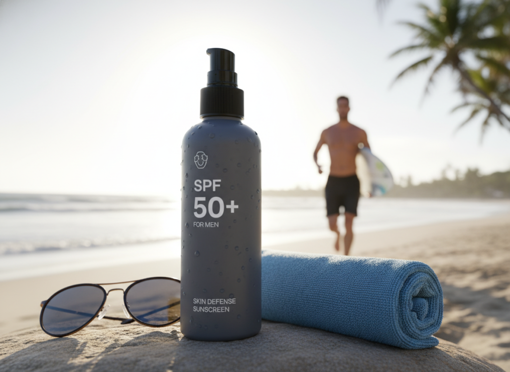 sunscreen SPF product for men skin protection