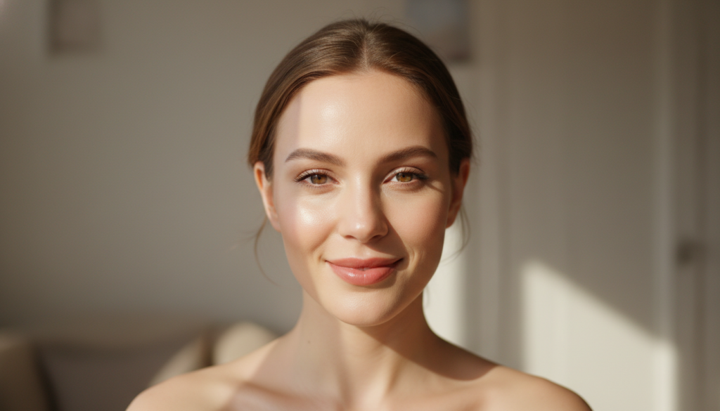 woman with beautiful glowing skin after diy skin care routine