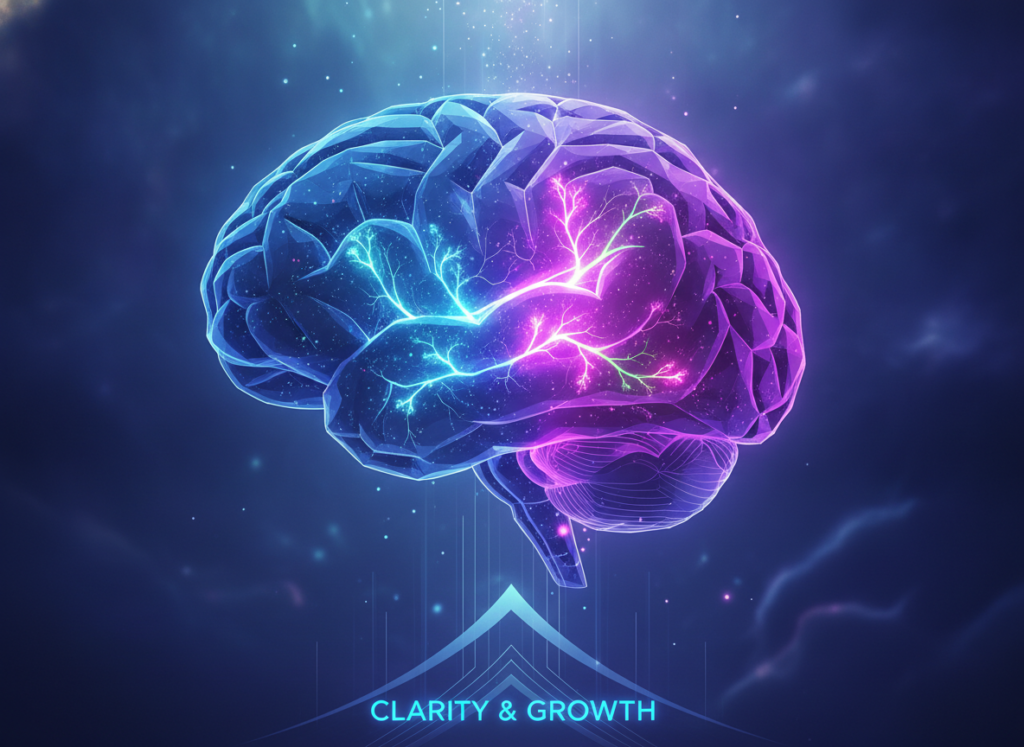 Brain illustration with glowing neural pathways symbolizing mental growth and cognitive development Brain illustration with glowing neural pathways symbolizing mental growth and cognitive development
