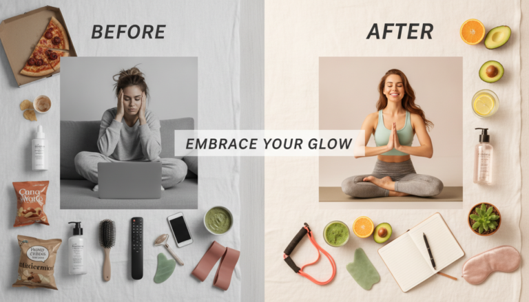 Easy Glow Up Tips transformation journey visual