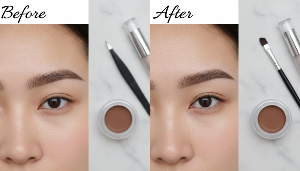Korean straight eyebrow makeup technique and shape