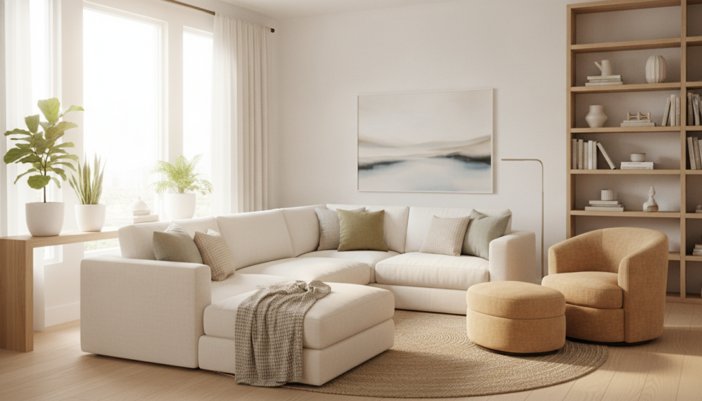 Organized, peaceful living space promoting mental clarity Organized, peaceful living space promoting mental clarity