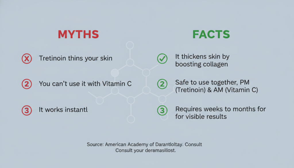 Tretinoin myths versus facts infographic