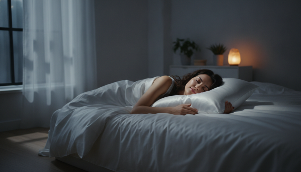 Woman sleeping peacefully for skin regeneration and repair
