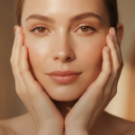 Skin Glow Up Tips: Transform Your Skin in 30 Days Woman with glowing radiant skin touching her face gently showing healthy complexion