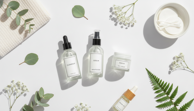 affordable skin care routine 40s setup with natural light and simple products