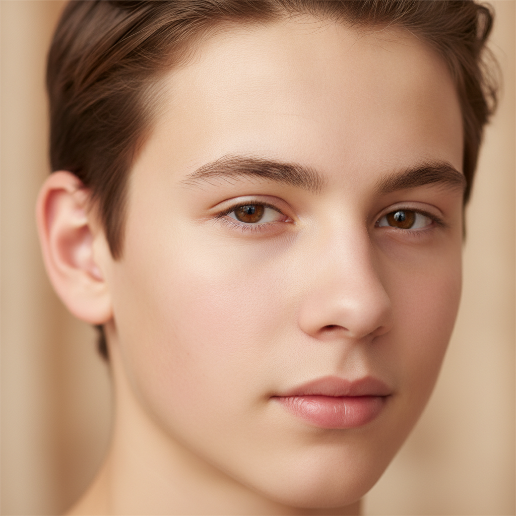 clear healthy teenage boy skin close-up