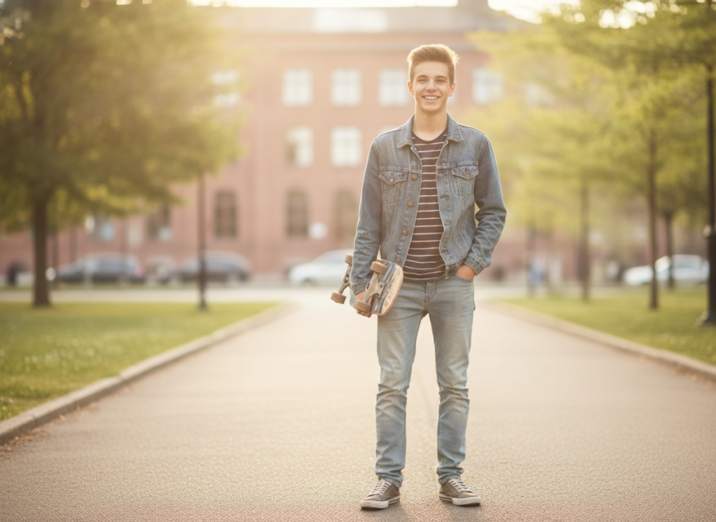 confident teenage boy smiling naturally