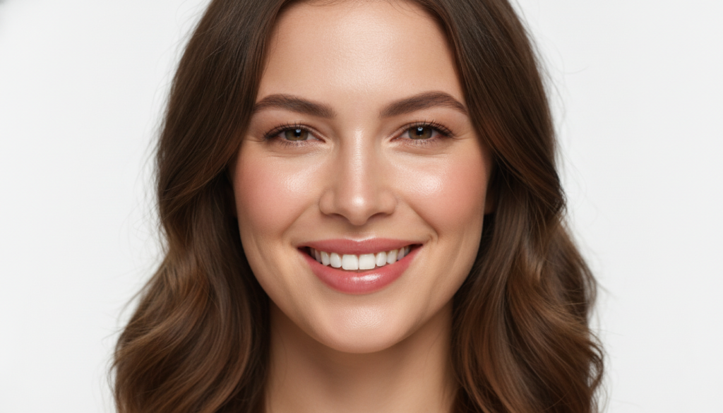 confident woman with glowing healthy skin