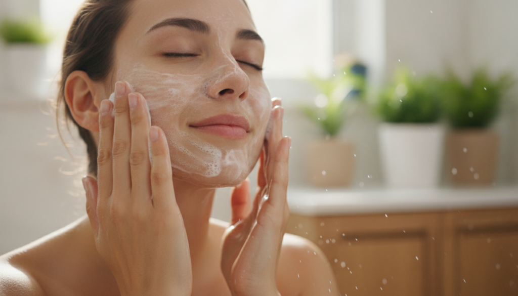 gentle natural face cleansing technique