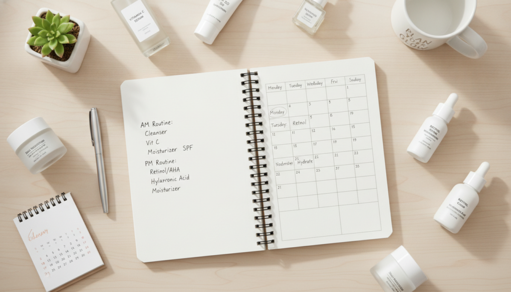 personalized skincare routine planning setup