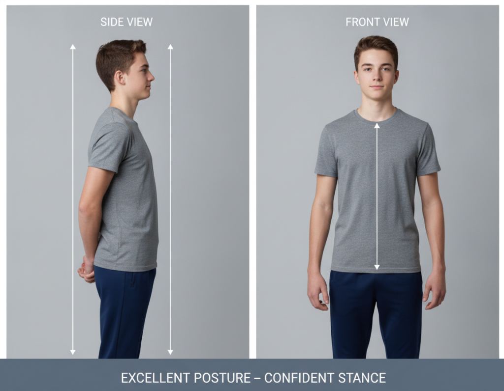 teenage boy demonstrating good posture