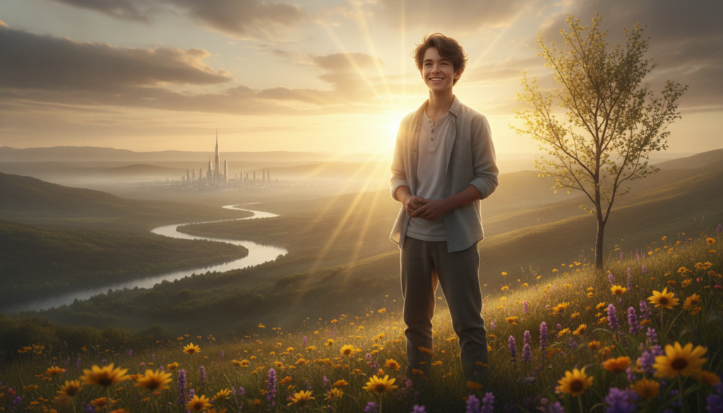 teenage boy looking at future with confidence