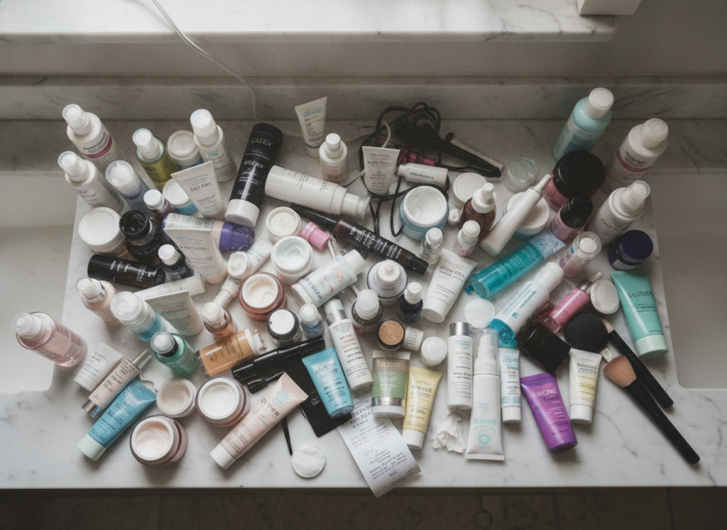 too many skincare products causing confusion