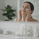 woman applying skin care products in correct routine order