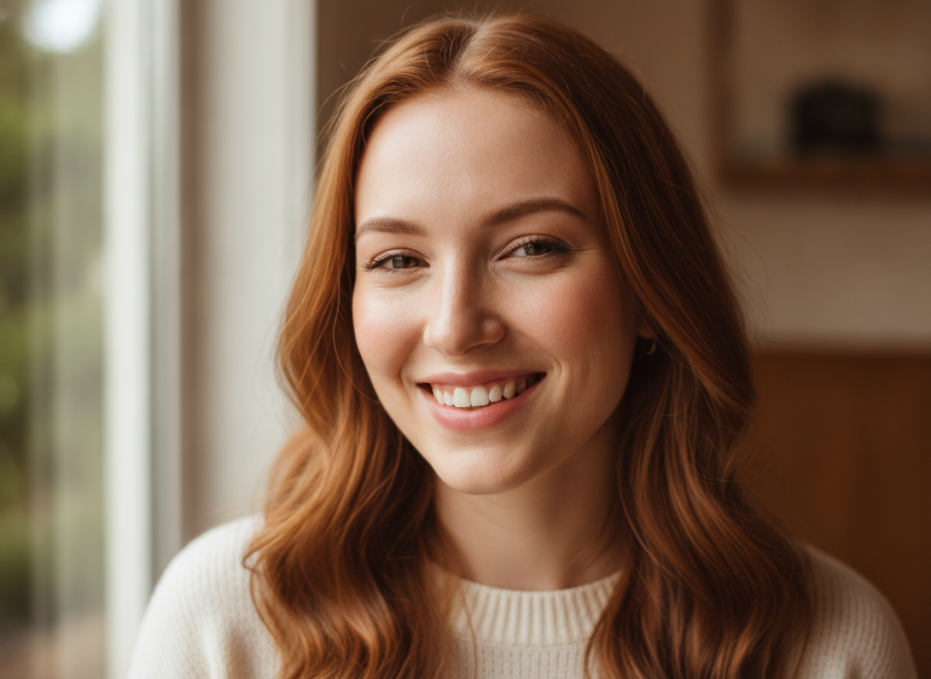 woman with healthy glowing skin from natural skin care routine