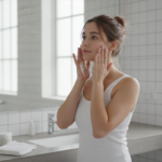 Skin Care Routine for 20s: Complete Guide to Glowing Skin young woman in her 20s applying skincare routine products in modern bathroom