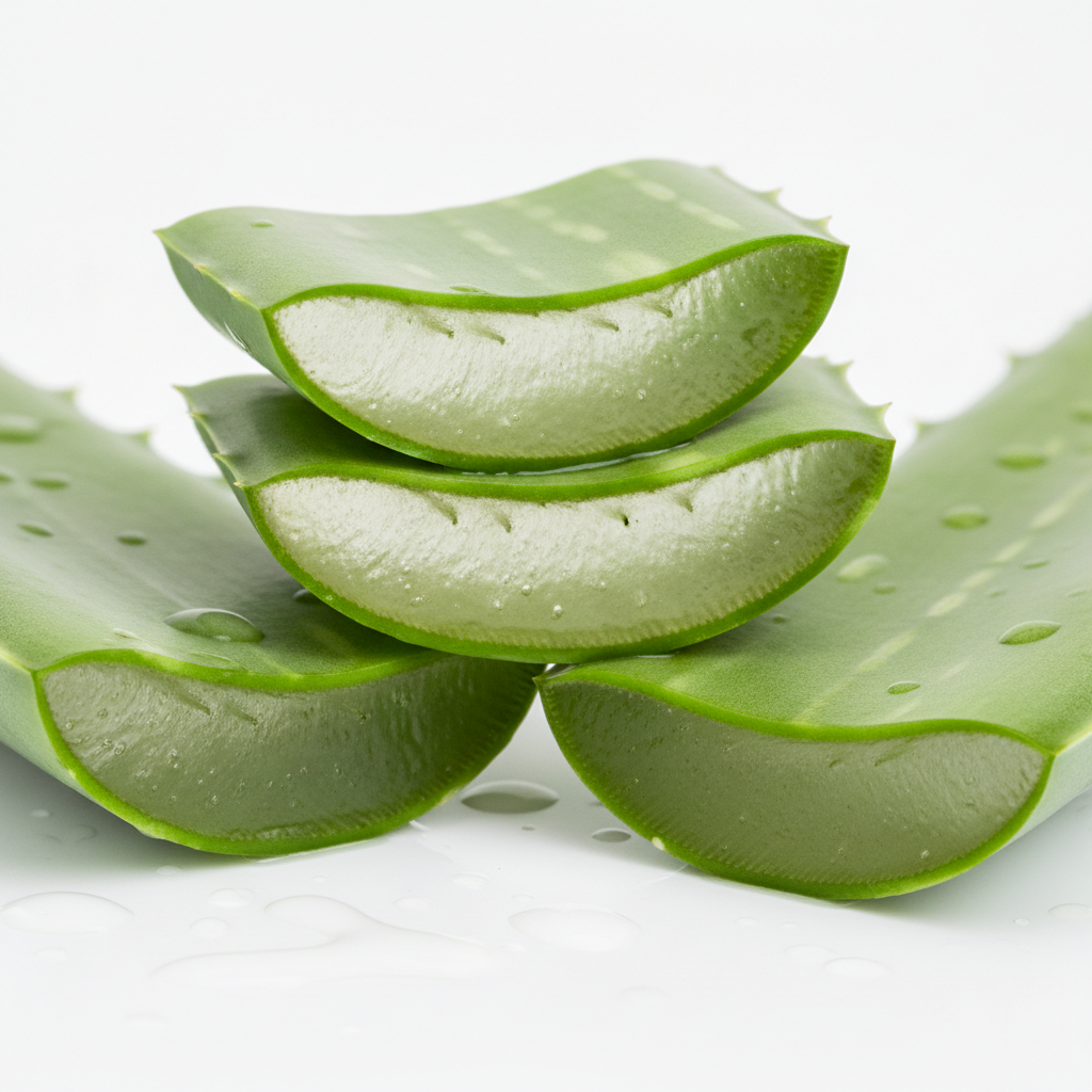 Aloe vera plant and gel for natural skin soothing and clear complexion