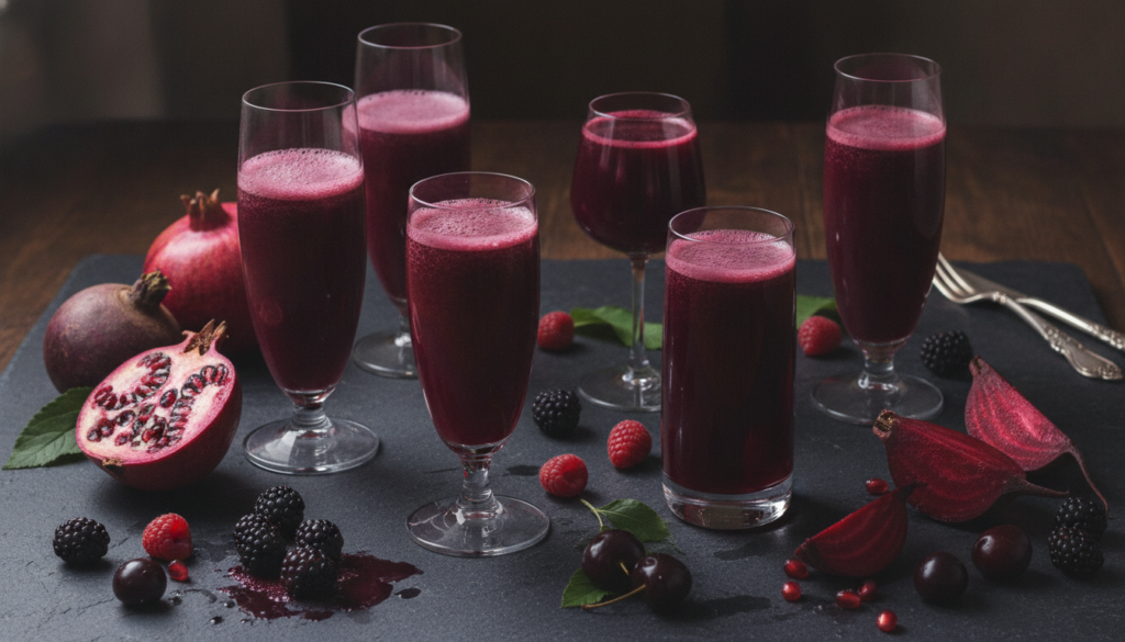 Antioxidant juice recipes with berries and beets for healthy skin and natural glow