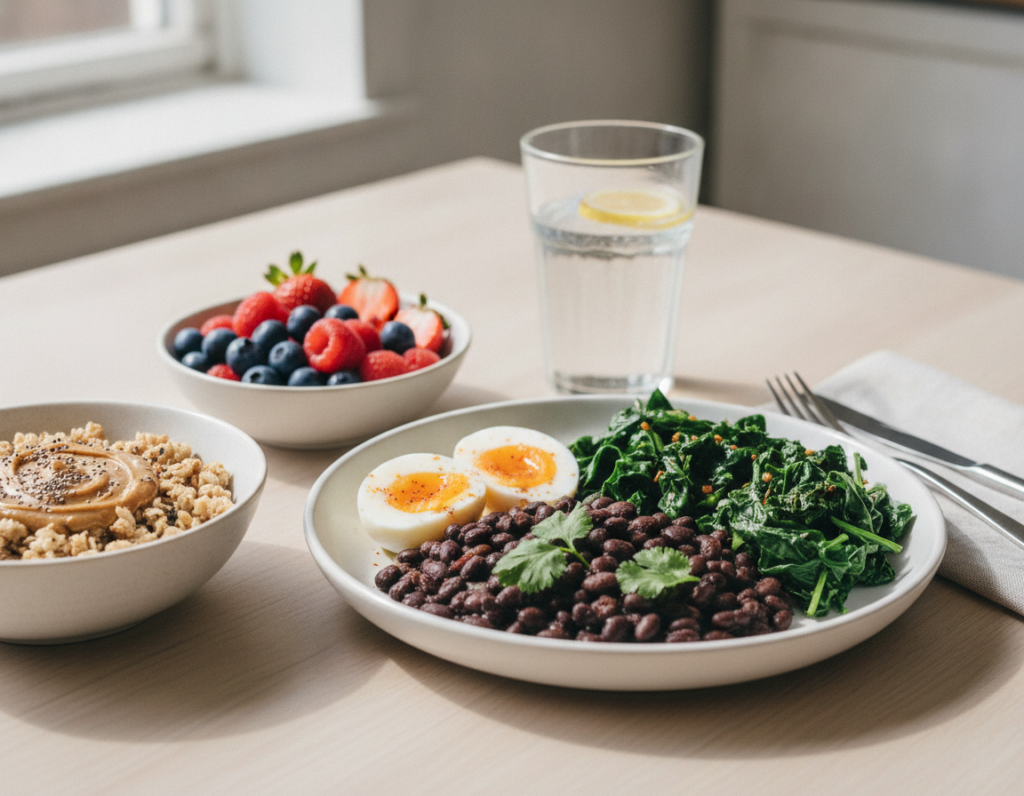 Balanced diet supporting healthy hair growth