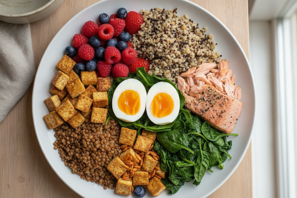 Balanced foods that support healthy hair growth Balanced foods that support healthy hair growth
