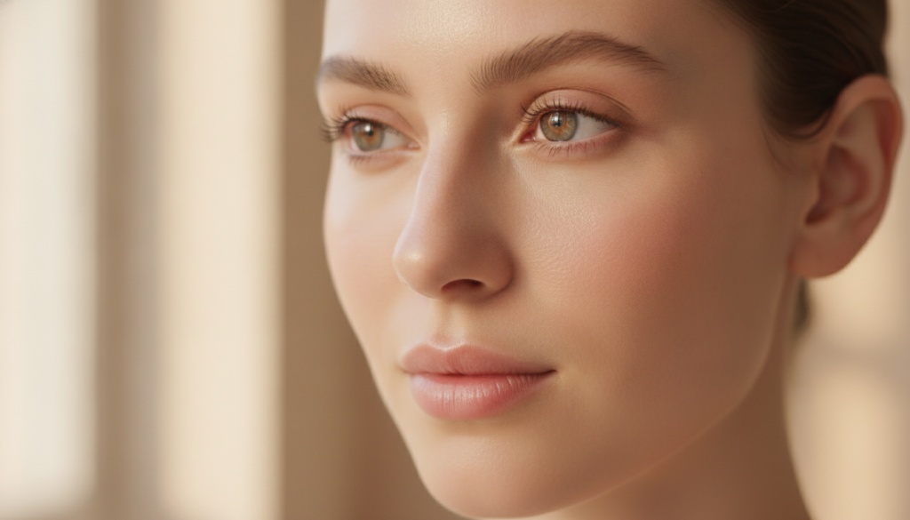 Beautiful glowing skin close-up result