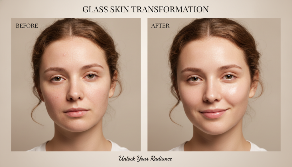 Before and after glass skin transformation