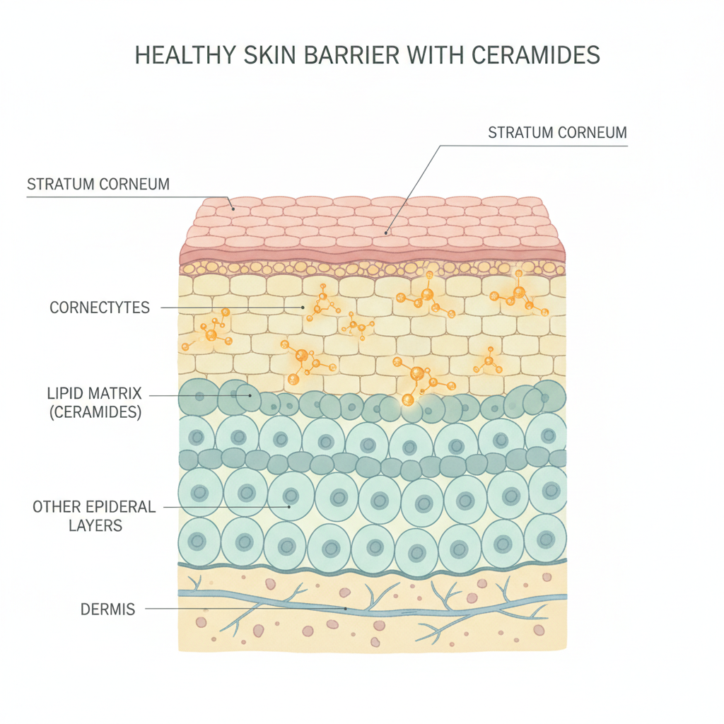 Ceramide skin barrier diagram illustration