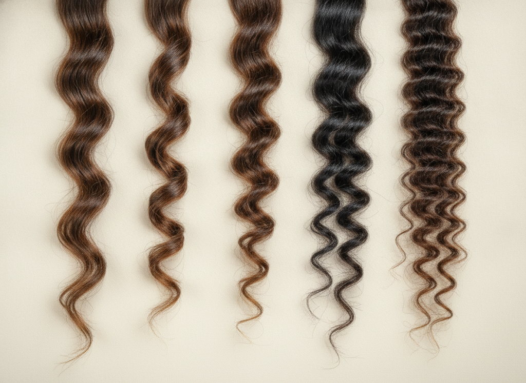 Close view of different hair strand textures Close view of different hair strand textures