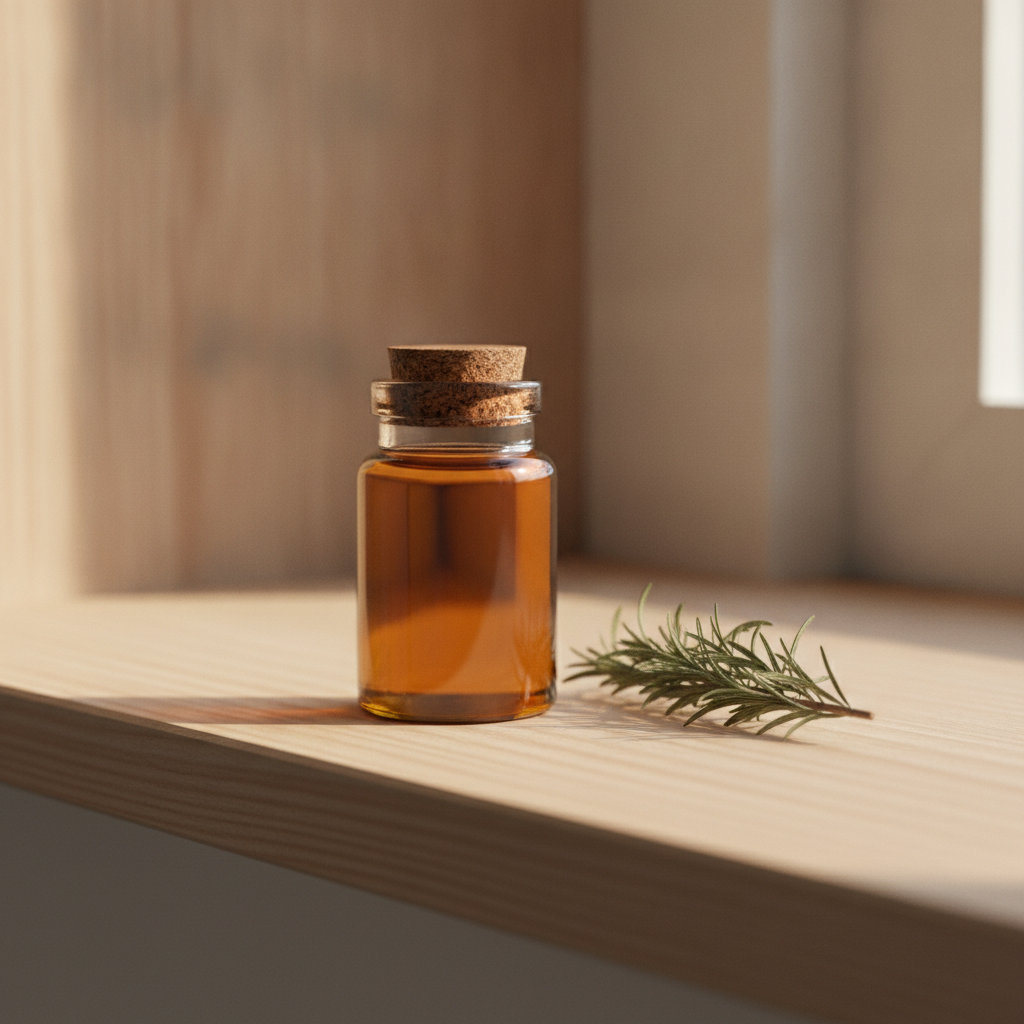 Closed glass jar of homemade hair oil stored in a cool cabinet Closed glass jar of homemade hair oil stored in a cool cabinet