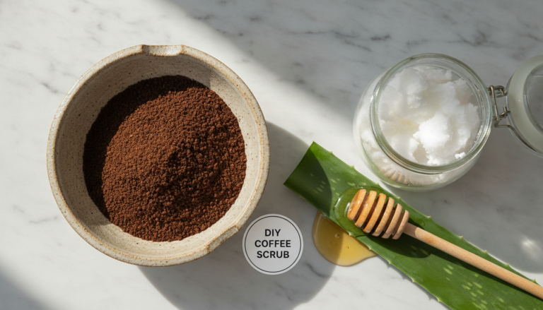 Coffee Face Mask for Glowing Skin natural ingredients display