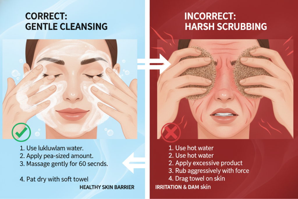 Common skincare mistakes demonstration for educational purposes Common skincare mistakes demonstration for educational purposes