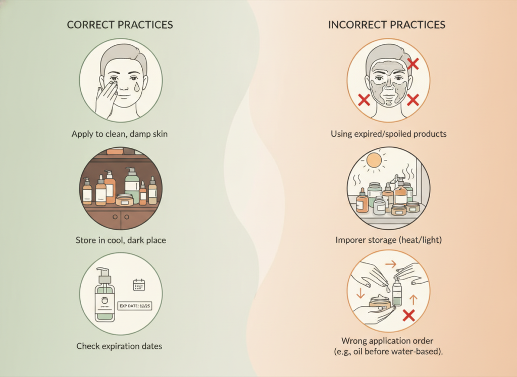 Common skincare mistakes illustrated with natural products
