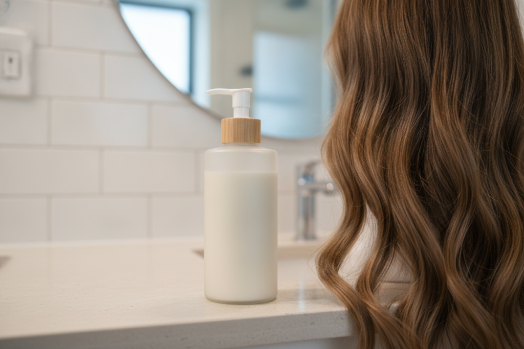 Conditioner smoothing wavy hair ends Conditioner smoothing wavy hair ends