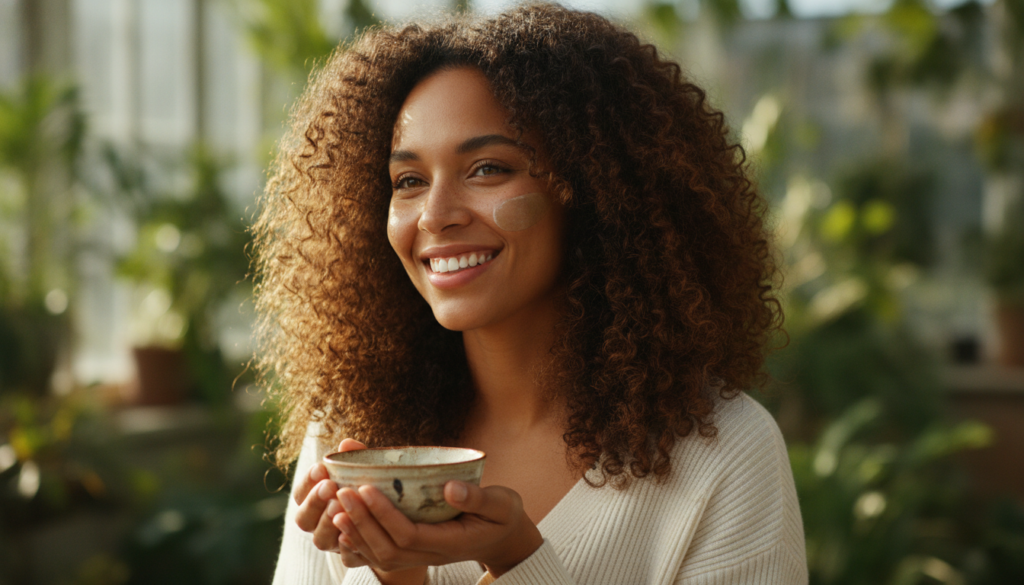 Confident person celebrating a healthy hair growth journey