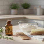 DIY Rosemary Oil for Hair Growth ingredients on a kitchen counter