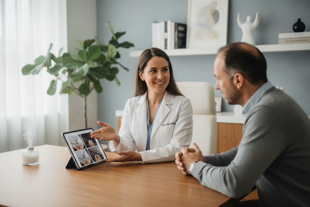 Dermatology consultation about thinning hair