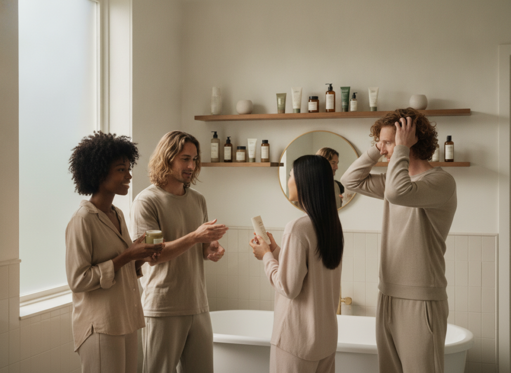 Different hair types prepared for a personalized care routine