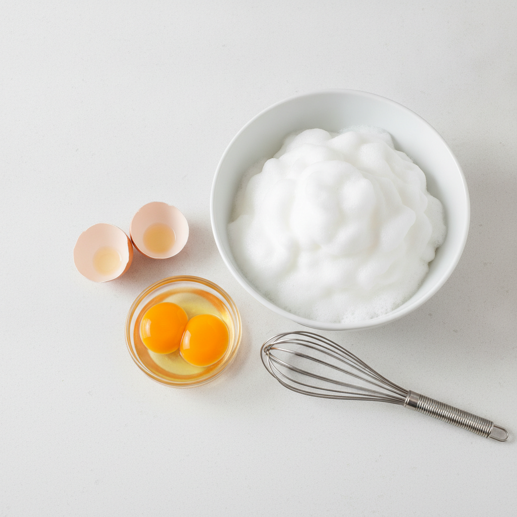 Egg white face mask in bowl with separated eggs Egg white face mask in bowl with separated eggs