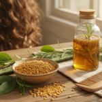 Fenugreek for Hair Growth: A Practical Guide to Benefits, Uses, and Safety Fenugreek for Hair Growth with seeds beside natural hair-care tools