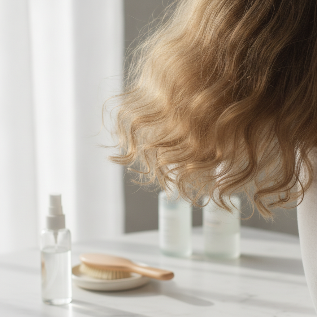 Fine wavy hair with lightweight styling products