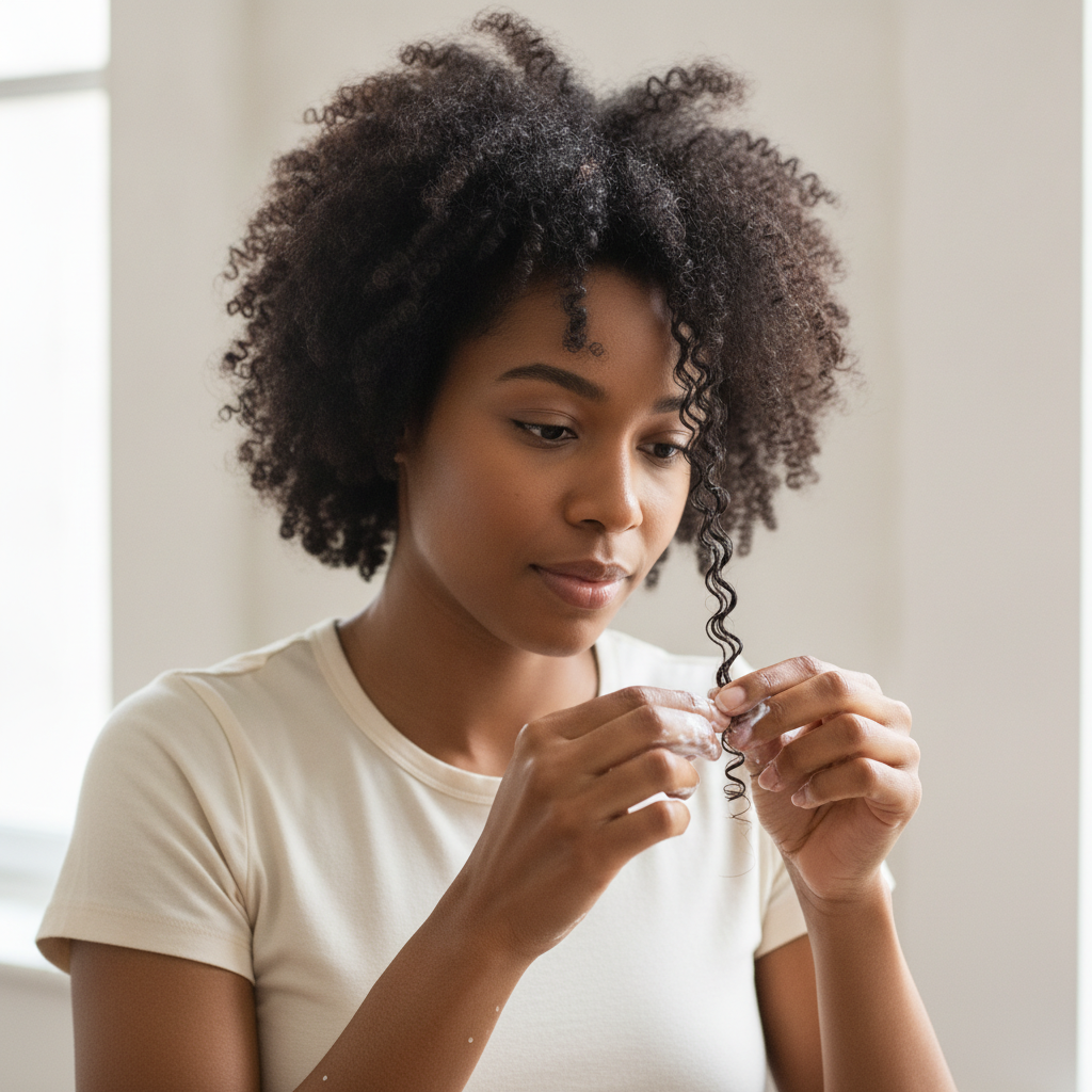 Finger detangling natural hair in small sections